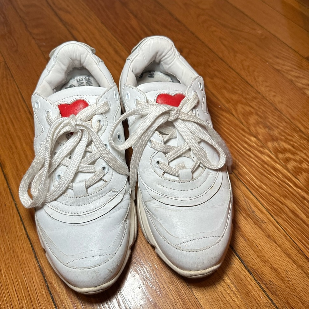Love Moschino White and Red Sneakers Classic Design